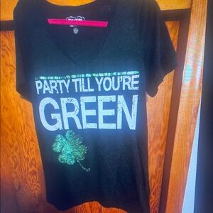 Black and Green Graphic Women's Top